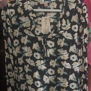 Philosophy Black Floral Blouse